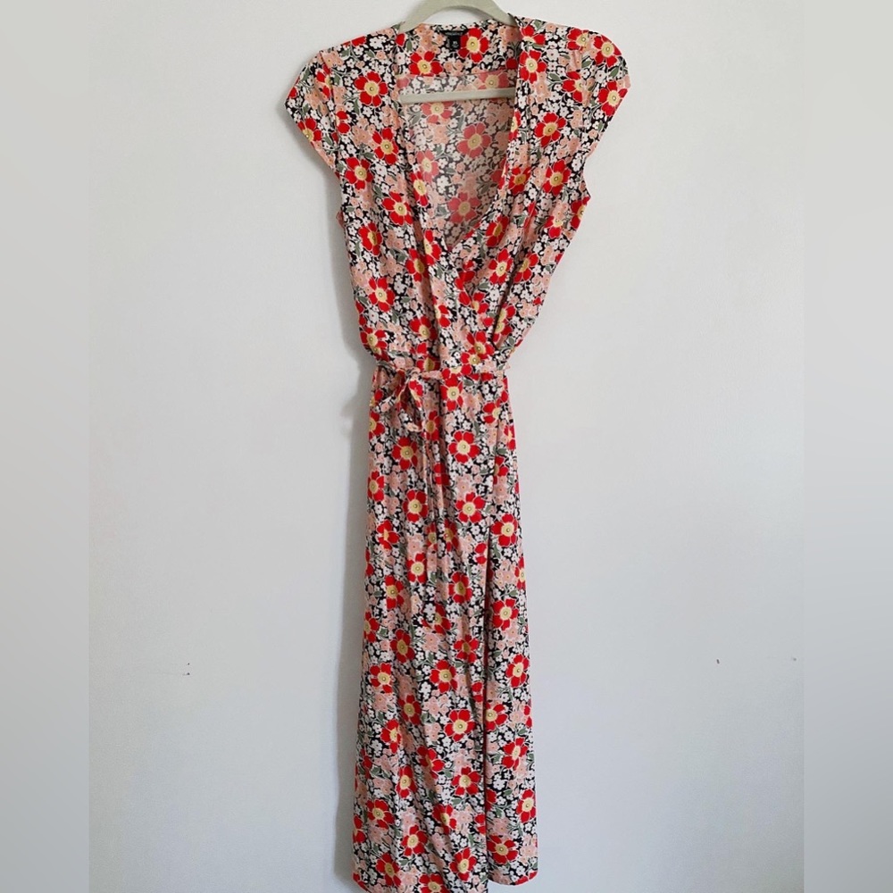 J.Crew Factory Floral Midi Wrap Dress